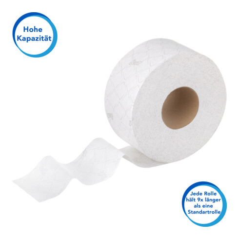 Scott Essential Jumbo Toilettenpapierrolle, 6 Rollen x 380m Blatt 2-lagigen Toilettenpapiers