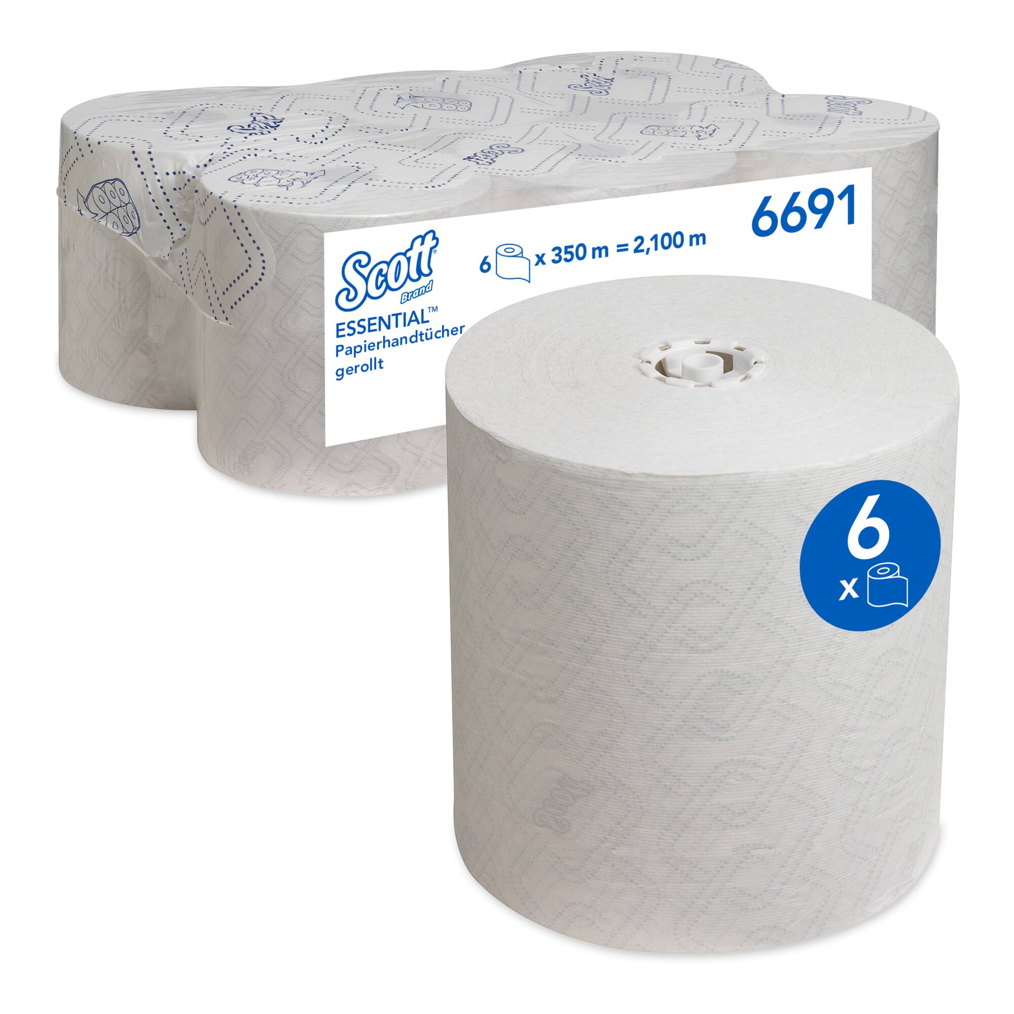 Scott Essential Papierhandtücher gerollt, 6 x 350 m Handtuchrollen, weiß ; SCOTT Safety