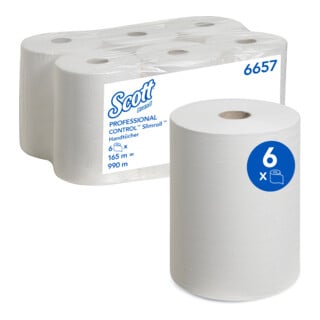 Scott gerollte Papierhandtücher Slimroll , weiß, 1-lagig