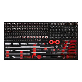SCS 1/4"+3/8" Module de douilles, 213 pcs, modules système 1.1/3 KS Tools