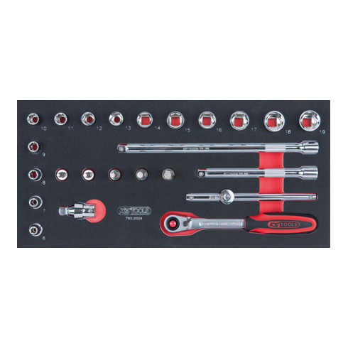 SCS 3/8" Module de douilles CHROME<span class="plus">plus</span>®, 24 pcs., modules système 1/3