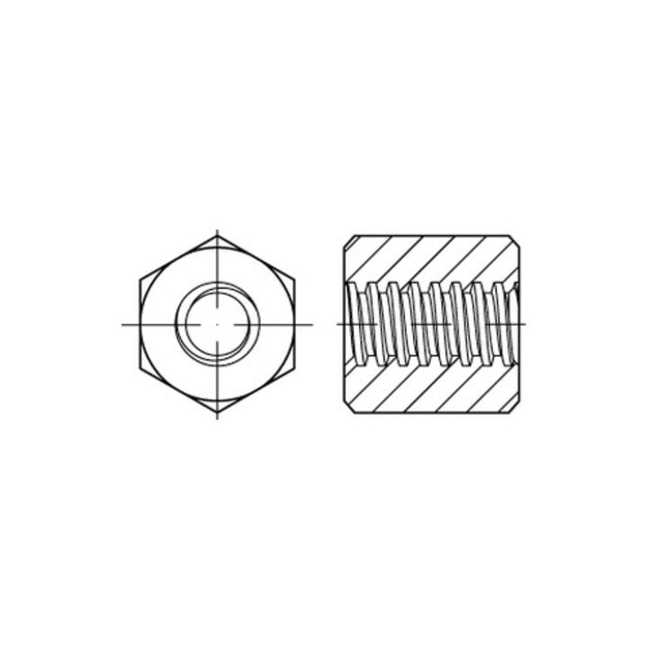 ART 88090 Sechskantmuttern mit Trapezgewinde, Stahl, blank