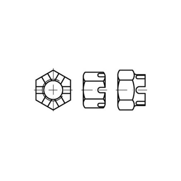 Sechskantmutter DIN 935 M 10 x 1,25 Stahl blank ; Industrial Quality Supplies
