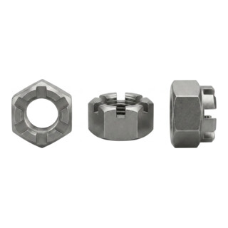 DIN 935/ISO 7036 Kronenmutter hohe Form, Edelstahl, blank