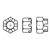 DIN 935/ISO 7036 Kronenmutter hohe Form, Edelstahl, blank