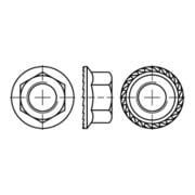 DIN 6923/EN 1661/ISO 4161 Sechskantmutter mit Sperrverzahnung und Flansch, Edelstahl, blank