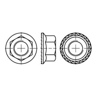DIN 6923/EN 1661/ISO 4161 Sechskantmutter mit Sperrverzahnung und Flansch, Edelstahl, blank