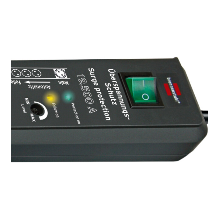 Secure-Tec 19.500A overspanningsbeveiliging automatische stekkerdoos 6-voudig antraciet 3m H05VV-F 3G1,5 1xMaster 5xSlave