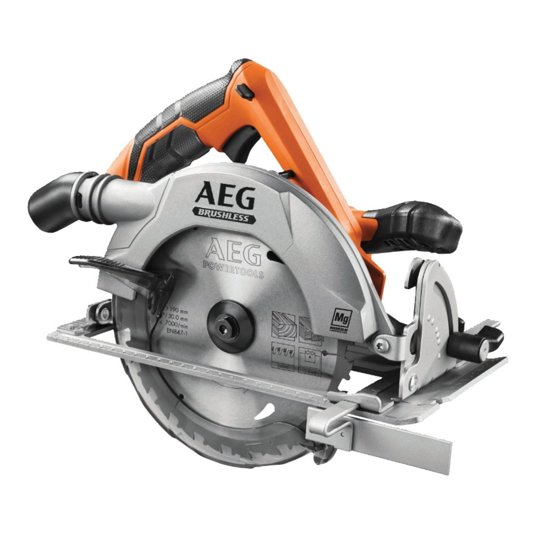 AEG Sega circolare manuale a batteria senza fili BKS18BL-0 18V, senza batteria, con lama in HM a 24 denti Ø190mm e battuta parallela, in cartone
