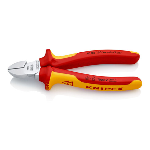 Seitenschneider DIN ISO 5749 L160mm m.Facette VDE-isoliert 1000V Chrom 2K Knipex