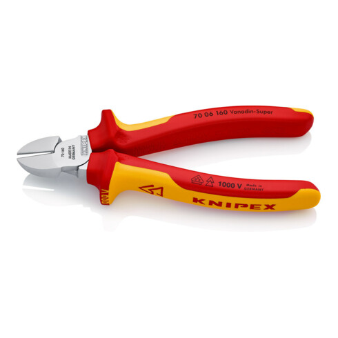 Seitenschneider DIN ISO 5749 L160mm m.Facette VDE-isoliert 1000V Chrom 2K Knipex