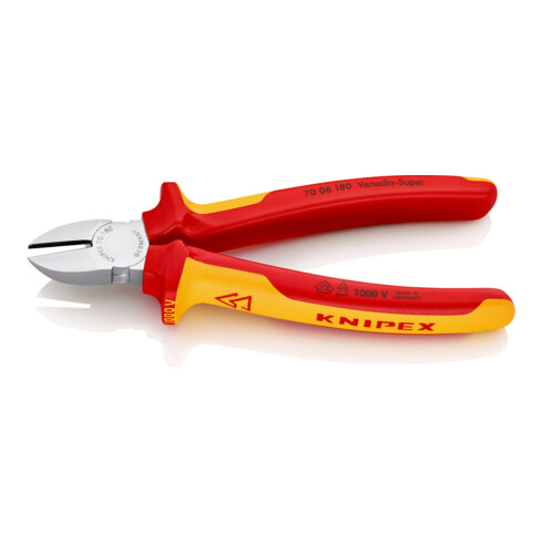 Seitenschneider DIN ISO 5749 L180mm m.Facette VDE-isoliert 1000V Chrom 2K Knipex