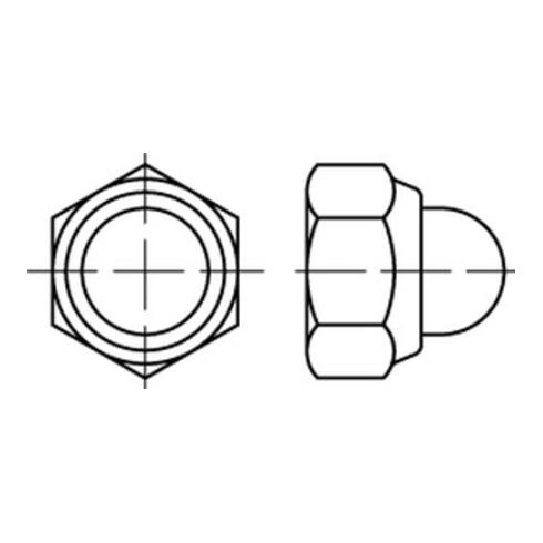 DIN 986 Sechskant-Hutmutter, Edelstahl A2-70, blank