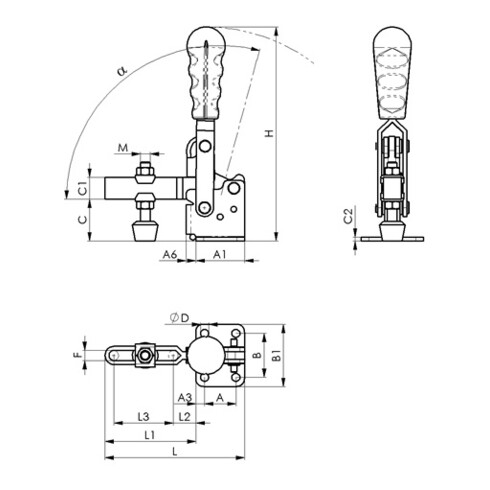 Senkrechtspanner Gr.0-1 waagrechter Fuß