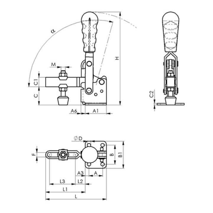 Senkrechtspanner Gr.4 waagrechter Fuß