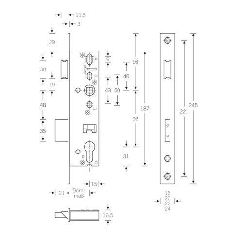 SSF Serrure à mortaise RR selon DIN 18251-2 classe 3, fonction de changement de transformateur E