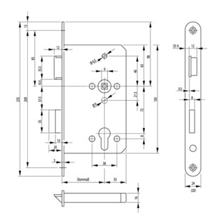 BKS serrure anti-panique à mortaise 1201 fonction de passage D, acier inoxydable