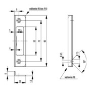 Serrure d'angle STA argent B.20 ktg.leg largeur 8mm DIN L/R-4
