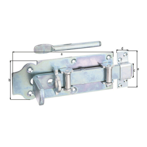 Serrure de porte stable L.200mm B.80mm STA galv. jaune galvanisé GAH