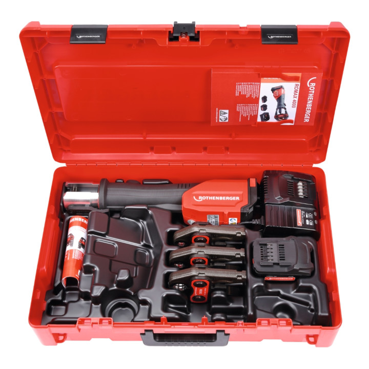 Sertisseuse Rothenberger ROMAX 4000 avec jeu de mâchoires SV15-22-28 mm, 1x4 Ah, UE