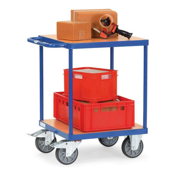 Servante avec plateaux en mélaminé fetra 2496 charge max. 500kg, roues à bandage TPE