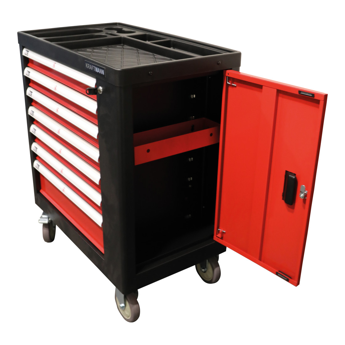 Servante d’atelier | 7 tiroirs, 1 porte latérale | avec 197 outils BGS Do it yourself