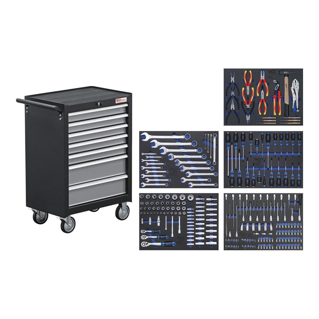 BGS Servante d’atelier 7 tiroirs avec 243 outils