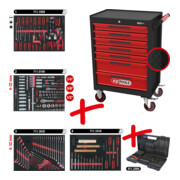 Servante d'atelier ECOline KS Tools NOIR/ROUGE avec 7 tiroirs et 515 outils d'excellente qualité-1