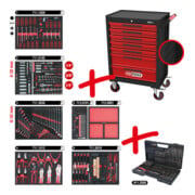 Servante d'atelier ECOline KS Tools NOIR/ROUGE avec 7 tiroirs et 598 outils d'excellente qualité
