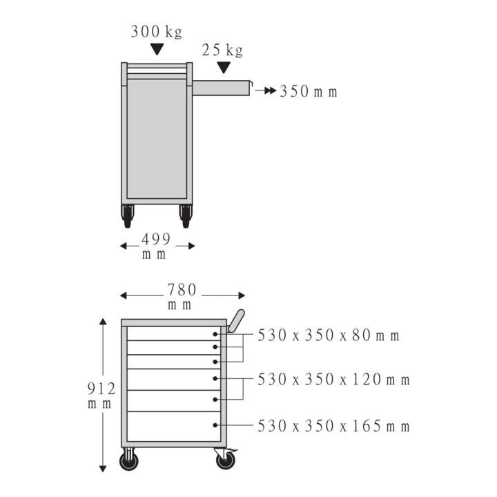 Servante d'atelier STAHLWILLE 90/6A 6 tiroirs anthracite 700 mm