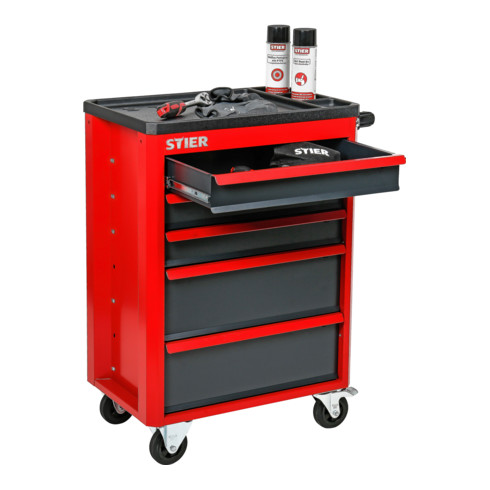 Servante d'atelier STIER Basic+ vide avec couvercle en plastique