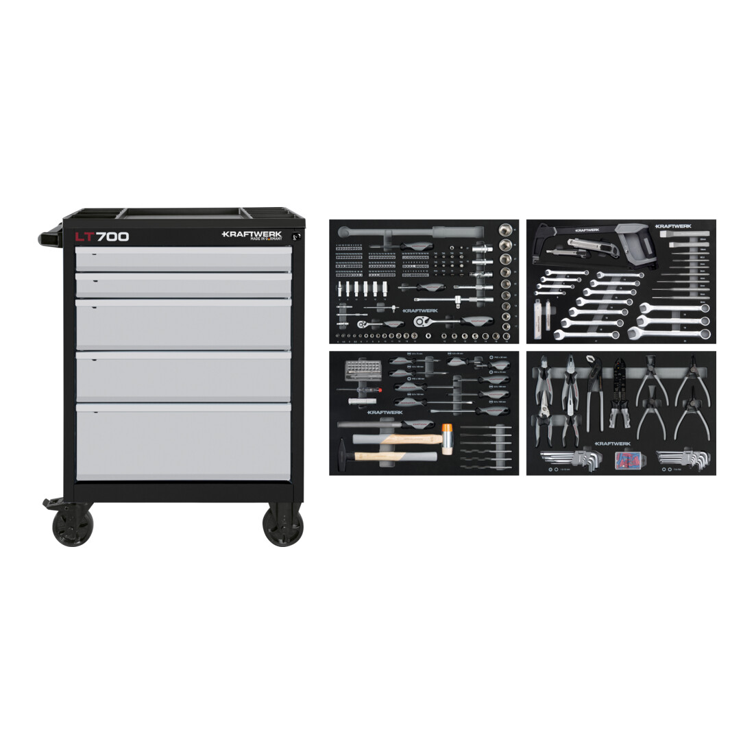 Servantes d'atelier Kraftwerk BASIC LINE LT 700, 5 tiroirs, 337 pcs.