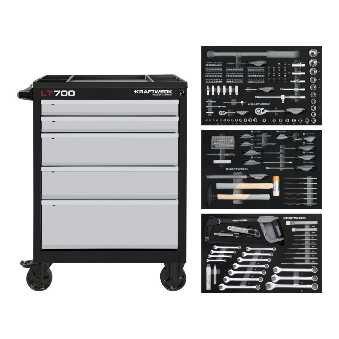 Servantes d'atelier Kraftwerk BASIC LINE LT700, 5 tiroirs, 259 pcs.