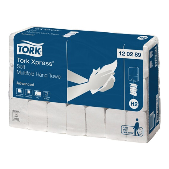 Serviettes TORK 2 couches, tendre, advanced blanc L260xl210env.mm adapté à 90 00