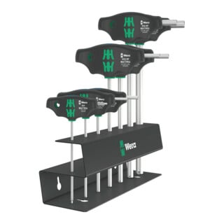 Set 2 Jeu de tournevis Wera 454/7 HF Hex-Plus à manche en T et fonction de retenue, 7 pièces