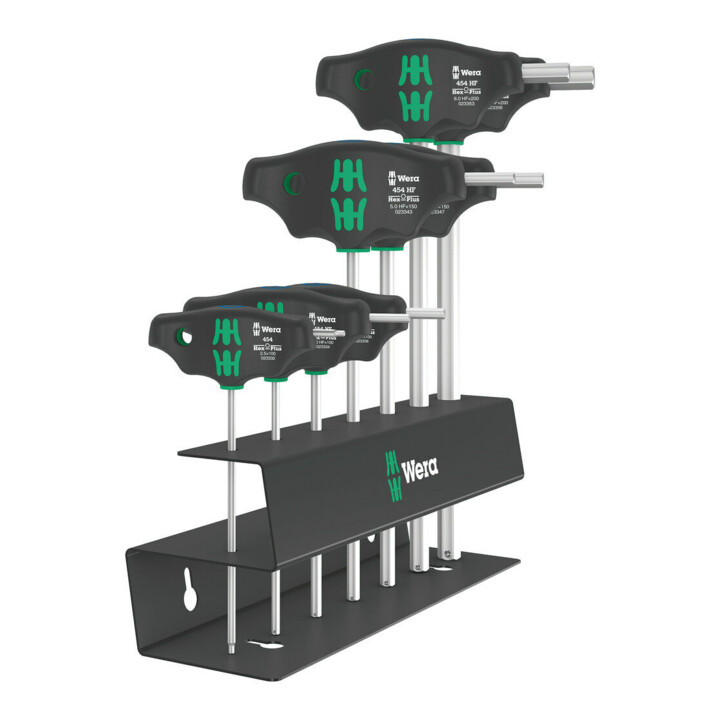 Set 2 Jeu de tournevis Wera 454/7 HF Hex-Plus à manche en T et fonction de retenue, 7 pièces