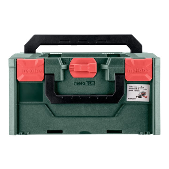 Set d'abrasifs « multi-hole » Metabox, Ø 150 mm, série « professional », pour bois + métal metabo