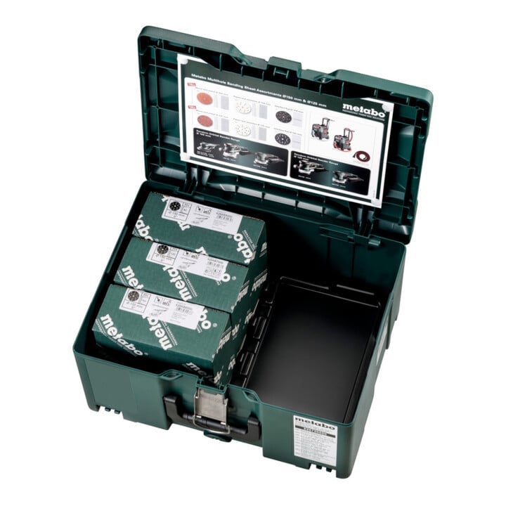 Set d'abrasifs « multi-hole » Metabox, Ø 150 mm, série « professional », pour bois + métal metabo