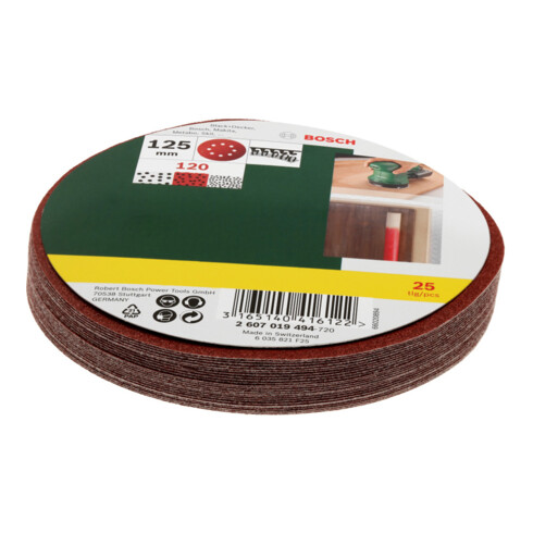 Jeu de feuilles abrasives Bosch pour ponceuse orbitale aléatoire, non perforées, 125 mm