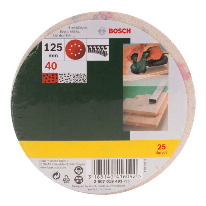 Set de 25 disques abrasifs pour ponceuse excentrique, grain 40
