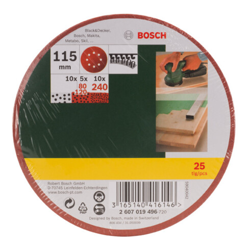 Set de 25 disques abrasifs pour ponceuse excentrique, grain 80, 120, 240