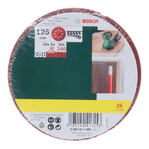Set de 25 disques abrasifs pour ponceuse excentrique, grain 80, 120, 240