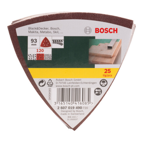 Set de 25 feuilles abrasives pour ponceuse Delta, grain 120