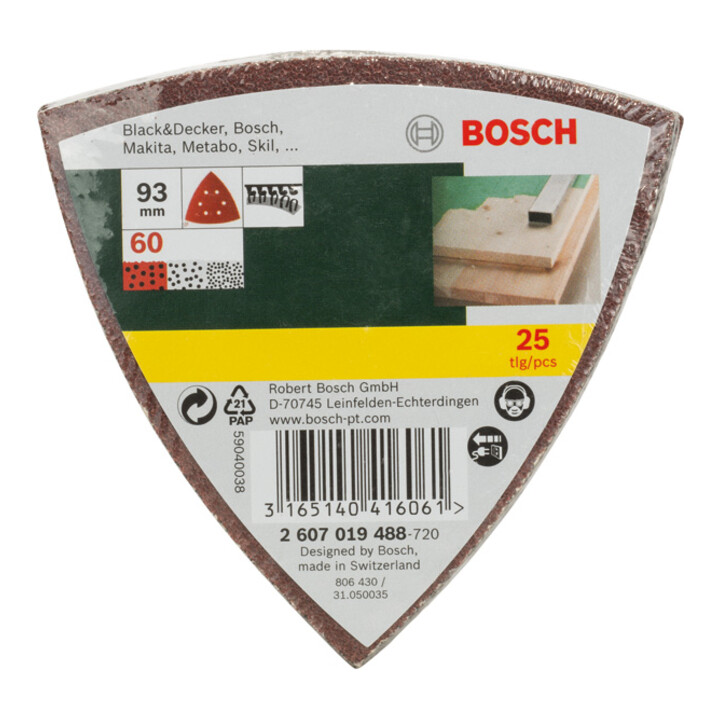 Set de 25 feuilles abrasives pour ponceuse Delta, grain 60