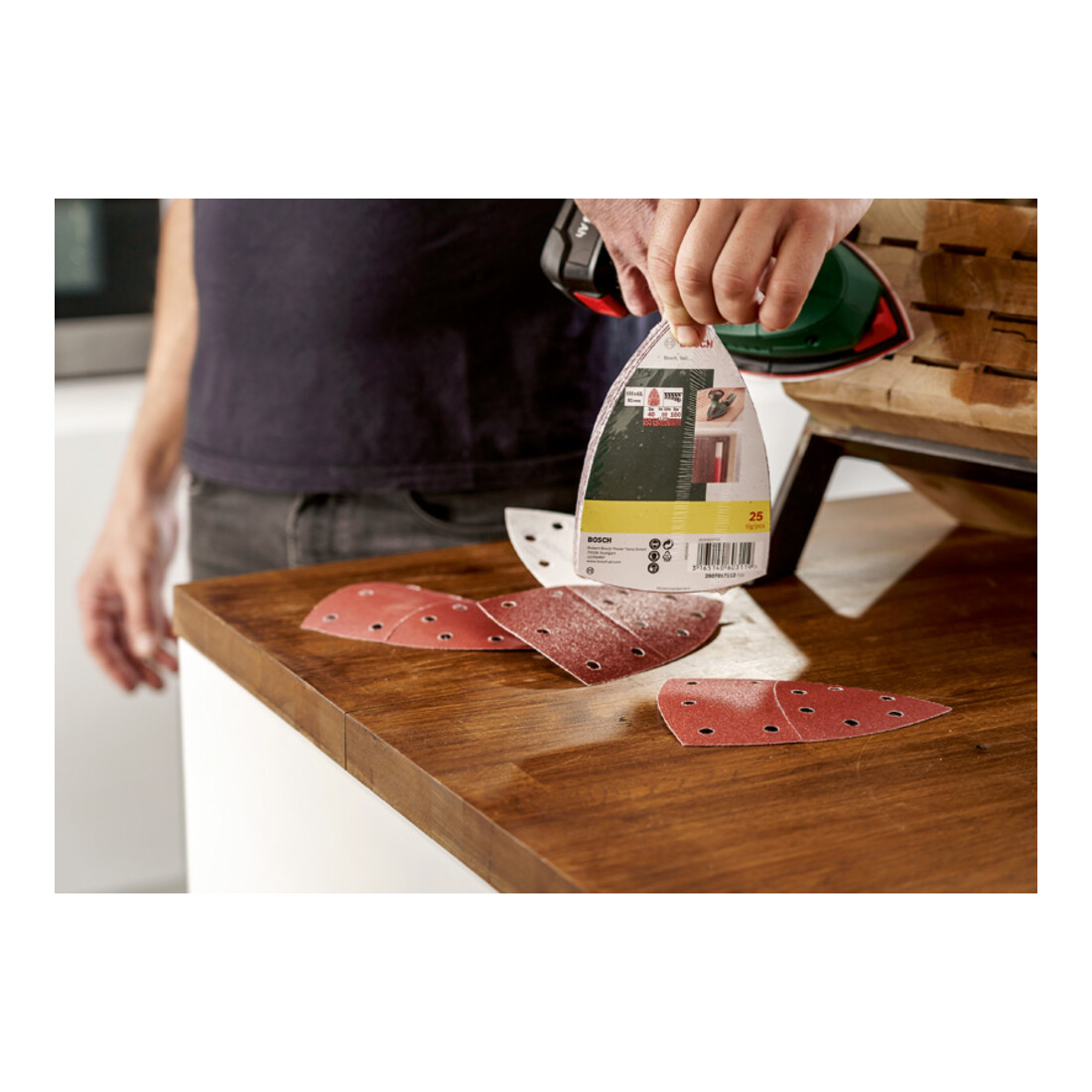 Set de 25 feuilles abrasives pour ponceuse multi, grain 40, 80, 120, 180