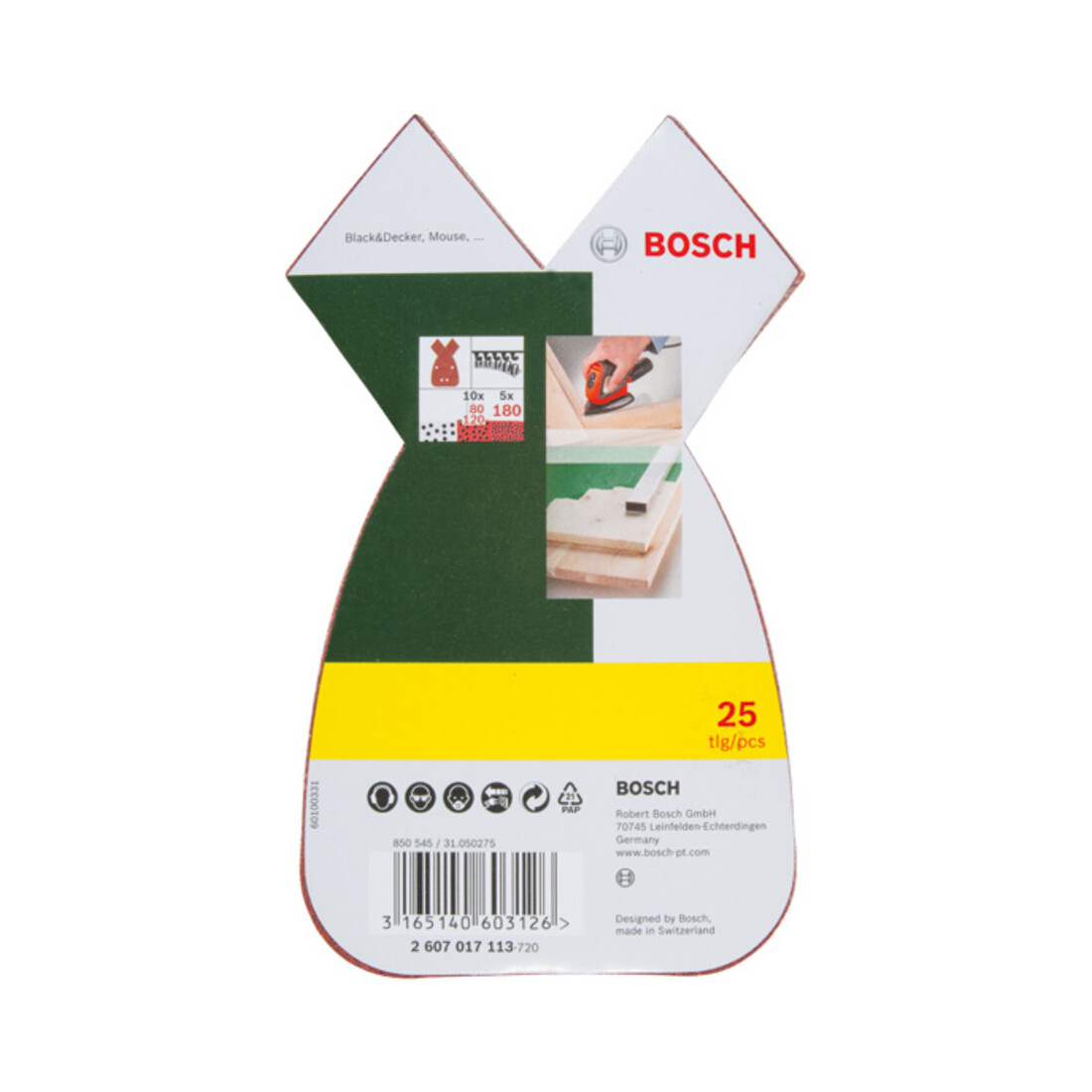 Set de 25 feuilles abrasives pour ponceuse multi, grain 80, 120, 180