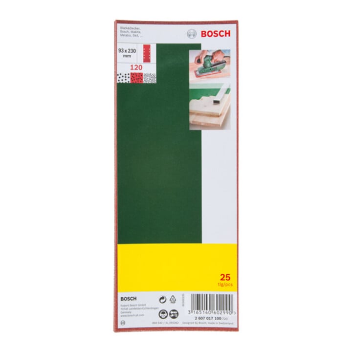 Set de 25 feuilles abrasives pour ponceuse vibrante, 8 trous, grain 120