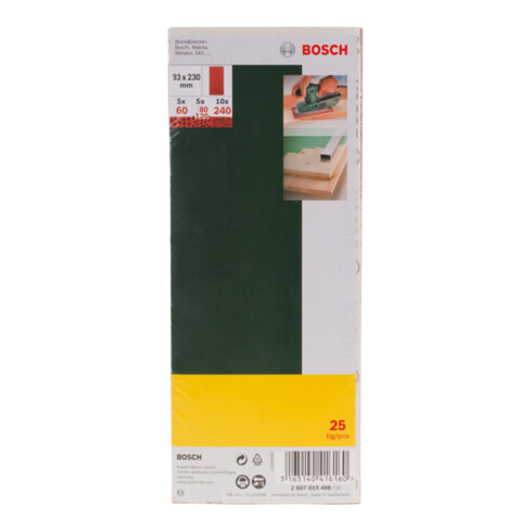 Set de 25 feuilles abrasives pour ponceuse vibrante, grain 60, 80, 120, 240