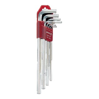Set de 9 clés hexagonales AMF 6KT SW1,5-10mm extra long porte-clefs i.Ku.