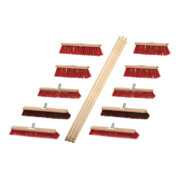 Set de balais Outdoor 8Elaston 2Elaston/Arenga L.400/500/600mm avec 10 manches L.1400mm
